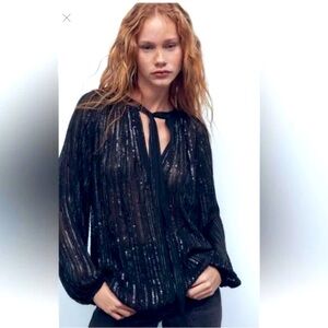 Zara black sparkle top brand new tags on